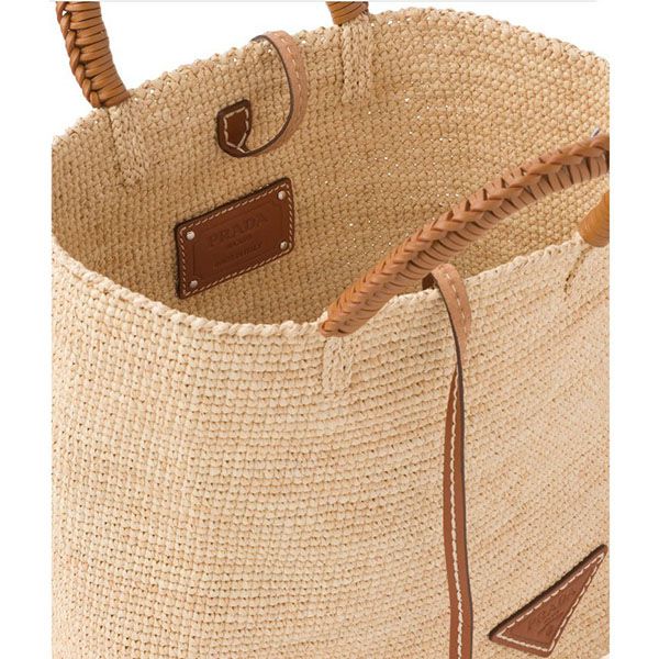 プラダラフィアxレザー ハンドバッグスーパーコピー1BG331_2DJS_F0A5T